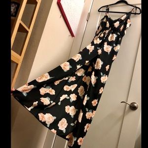 Sheer flora maxi with tie straps.